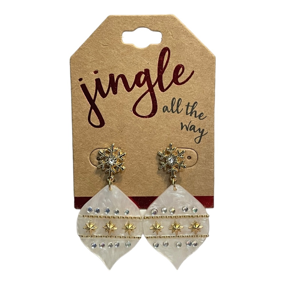 Magical Season Shimmer Marble Snowflake Dangle Christmas Holiday Earrings NWT